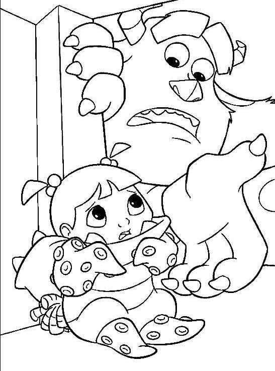 coloriage le monstre rassure la fillette